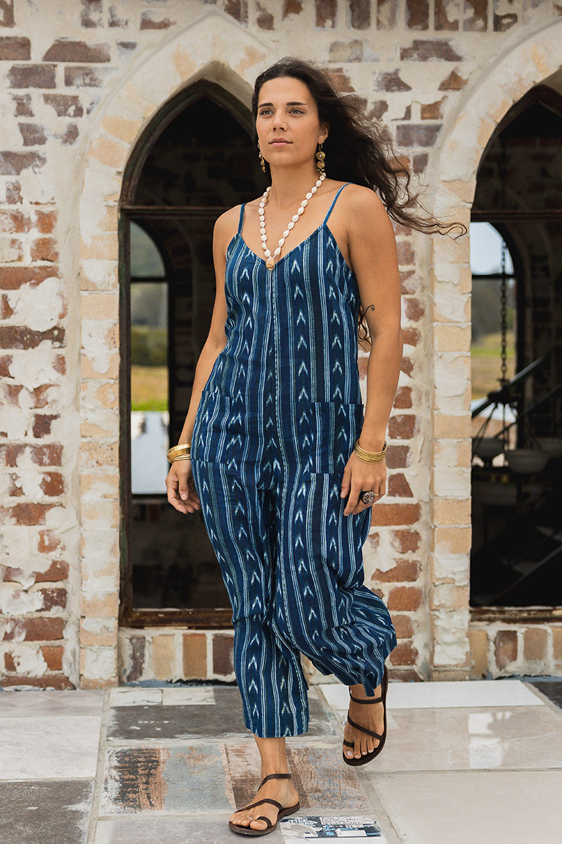 Wildflower Overalls - Indigo Ikat