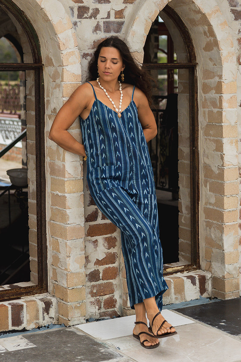 Wildflower Overalls - Indigo Ikat