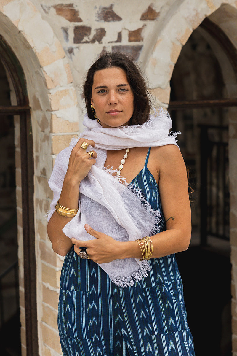Wild Hearts Linen Scarf - Coconut