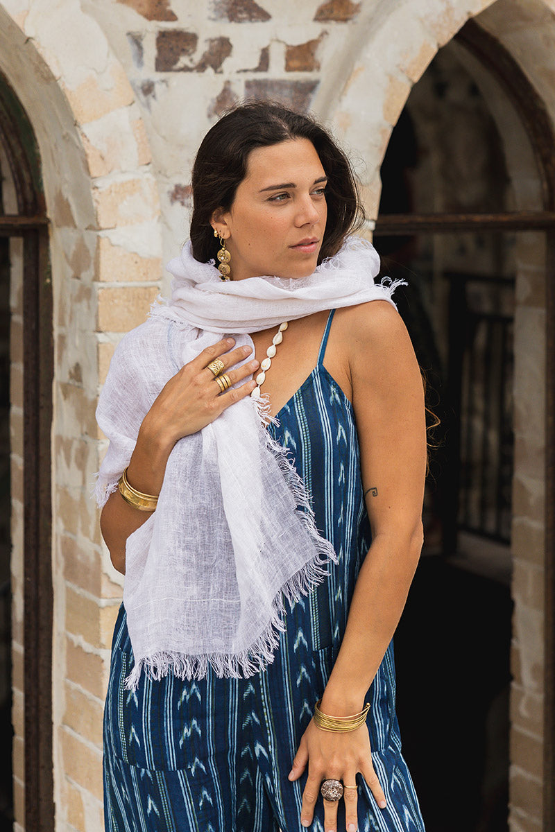 Wild Hearts Linen Scarf - Coconut