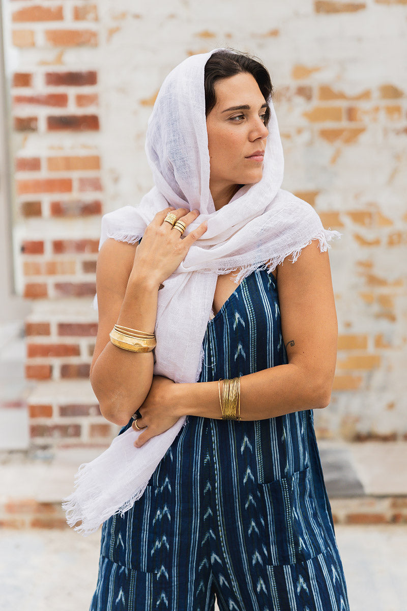 Wild Hearts Linen Scarf - Coconut