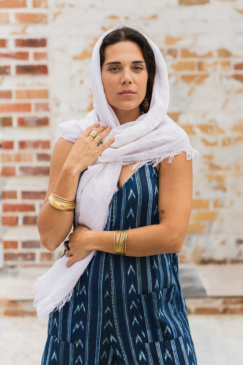 Wild Hearts Linen Scarf - Coconut