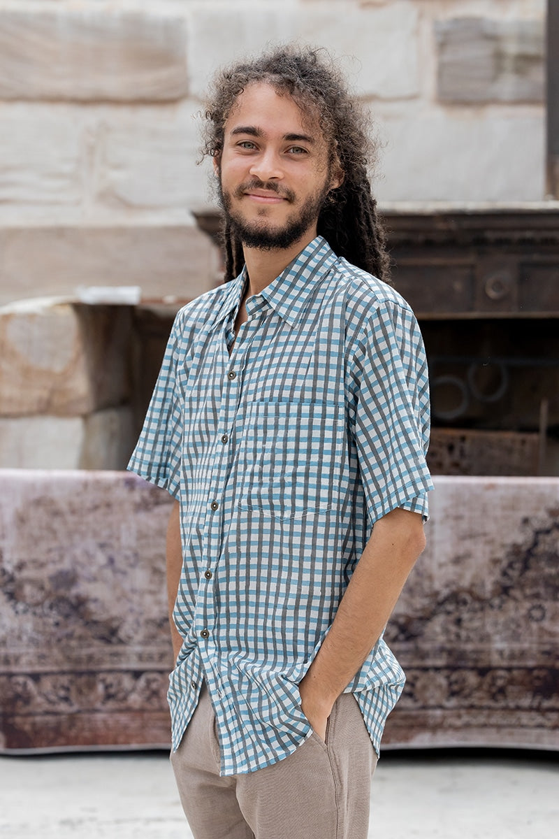 Men's Shirt Short Sleeve - French Gingham