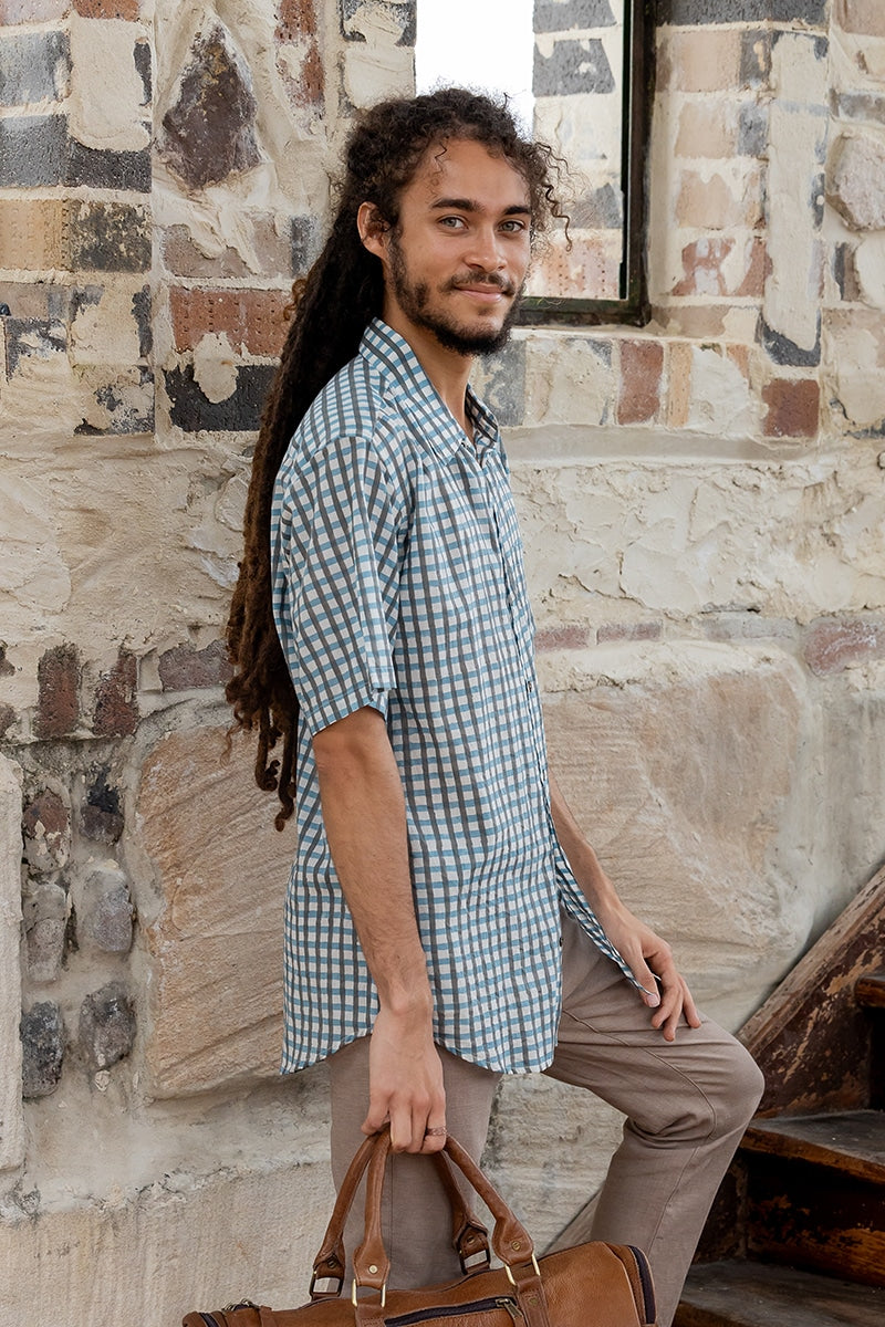 Men's Shirt Short Sleeve - French Gingham
