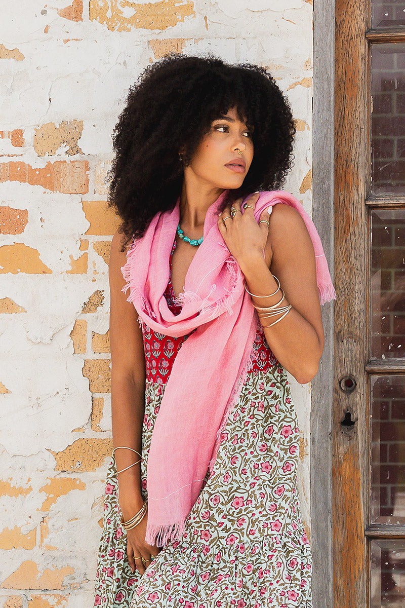 Wild Hearts Linen Scarf - Watermelon