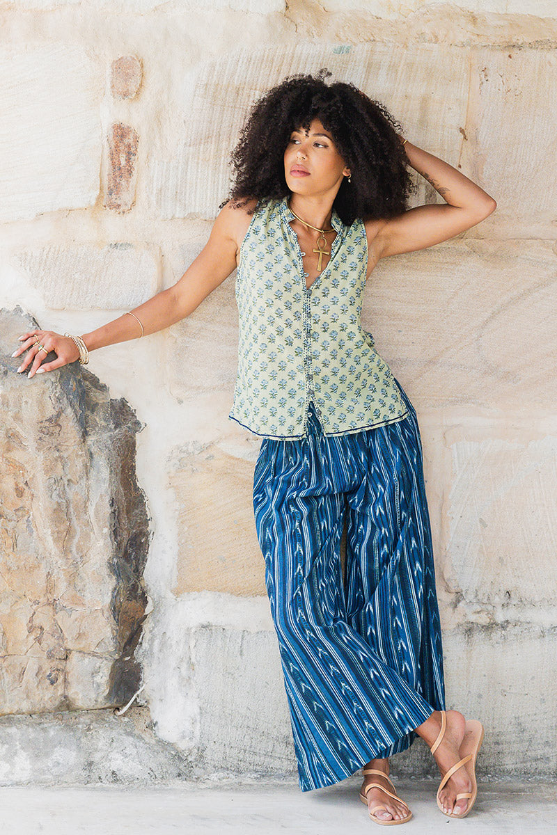 One Love Pants - Indigo Ikat