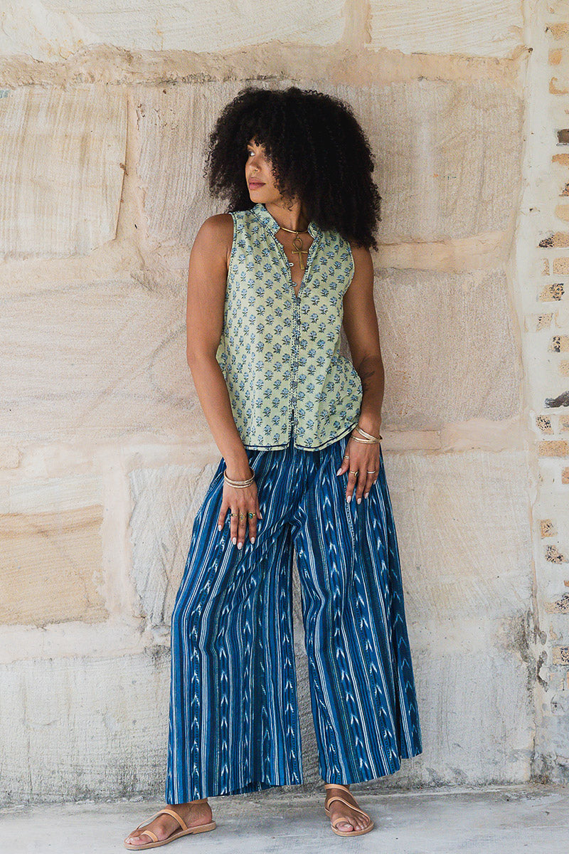 One Love Pants - Indigo Ikat
