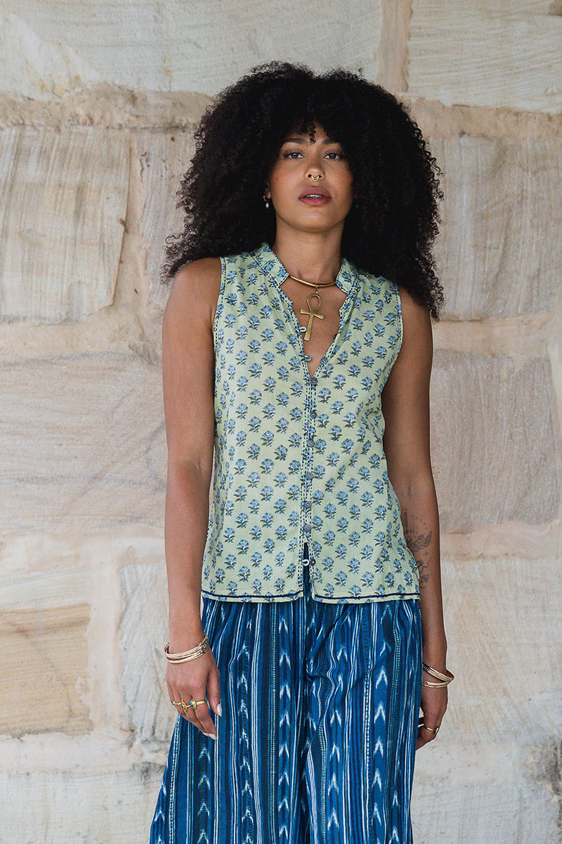 Tagai Blouse - Jade Blossom