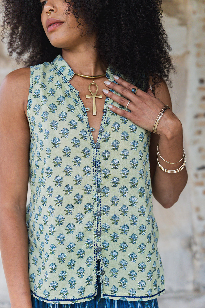 Tagai Blouse - Jade Blossom