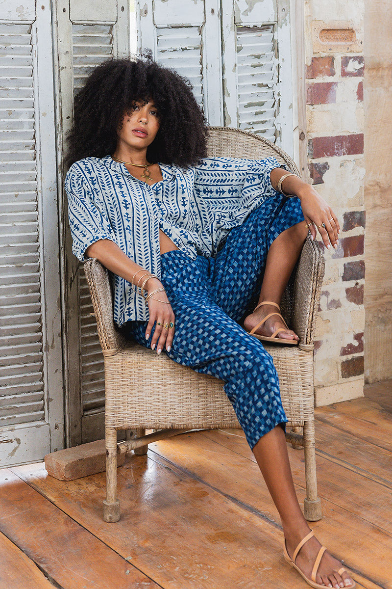 Havana Blouse - Indigo Echo