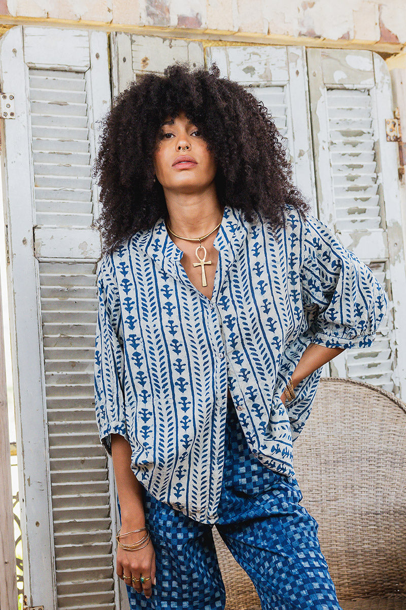 Havana Blouse - Indigo Echo