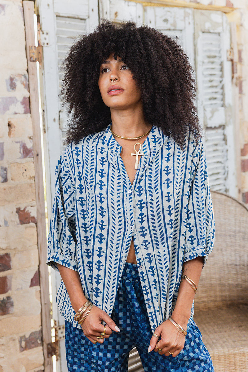 Havana Blouse - Indigo Echo