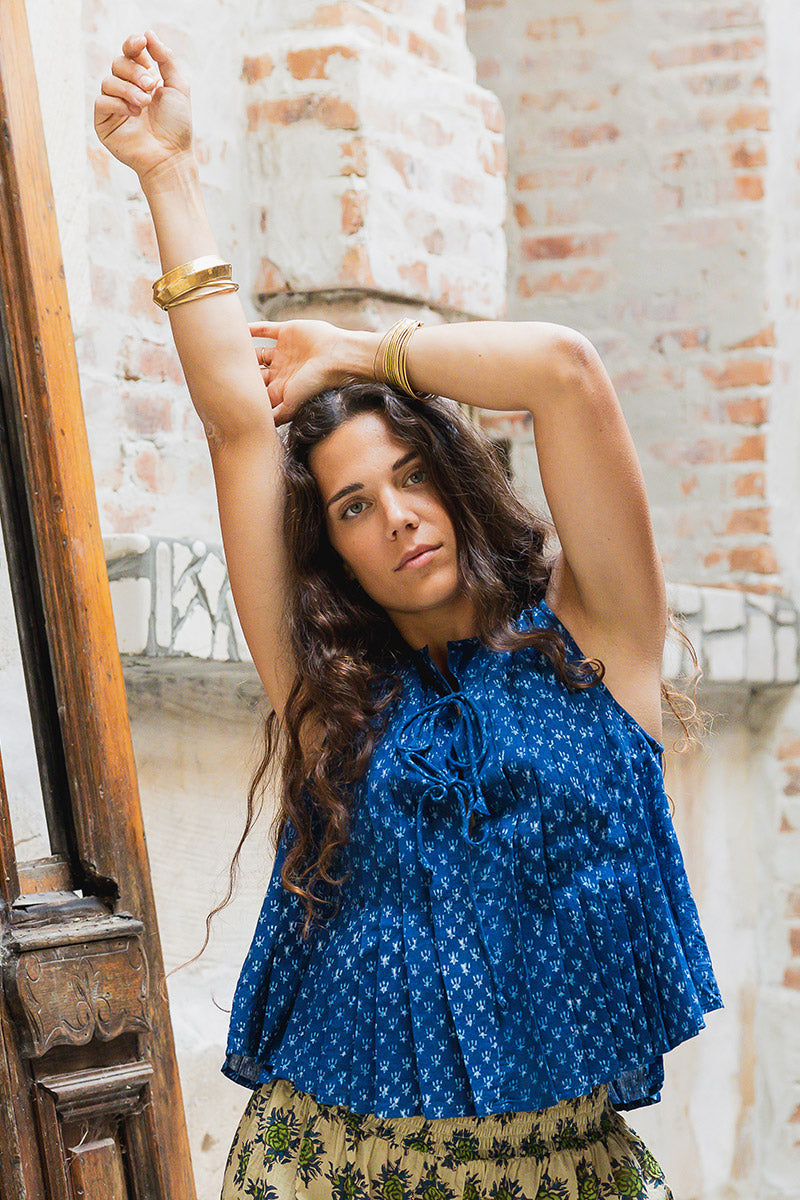Rumi Pleat Top - Indigo Hue