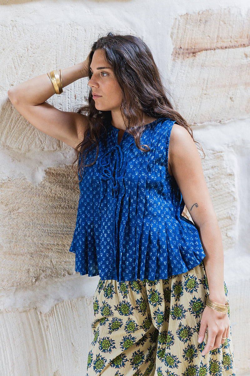 Rumi Pleat Top - Indigo Hue