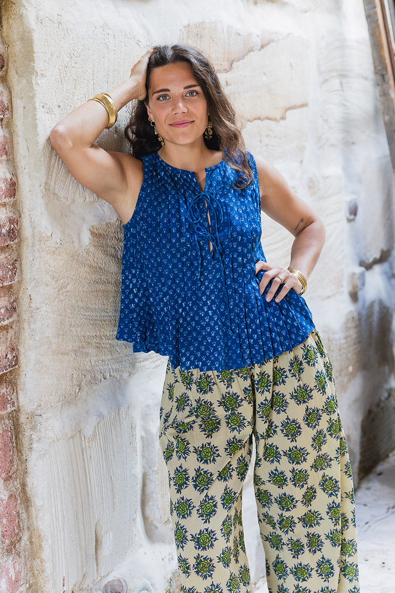 Rumi Pleat Top - Indigo Hue