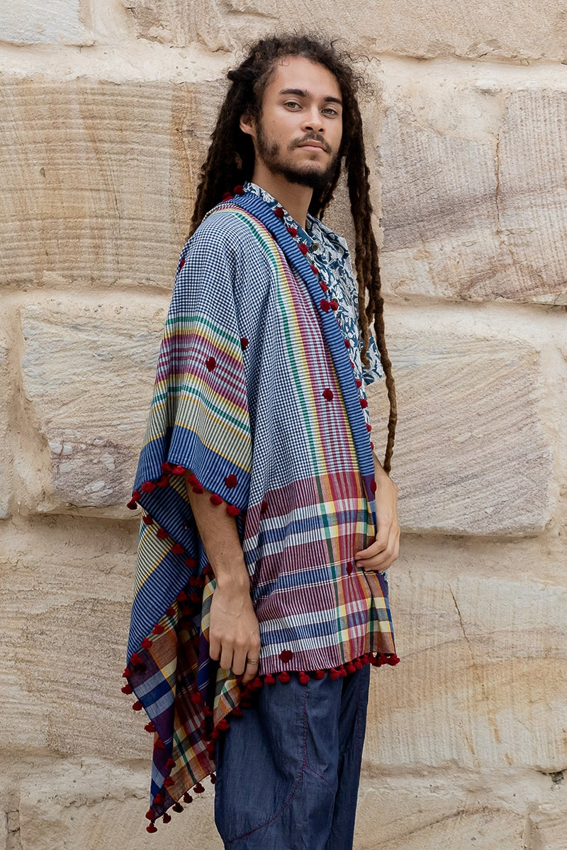 Hand Loomed Cotton Scarf - Saphire Ruby