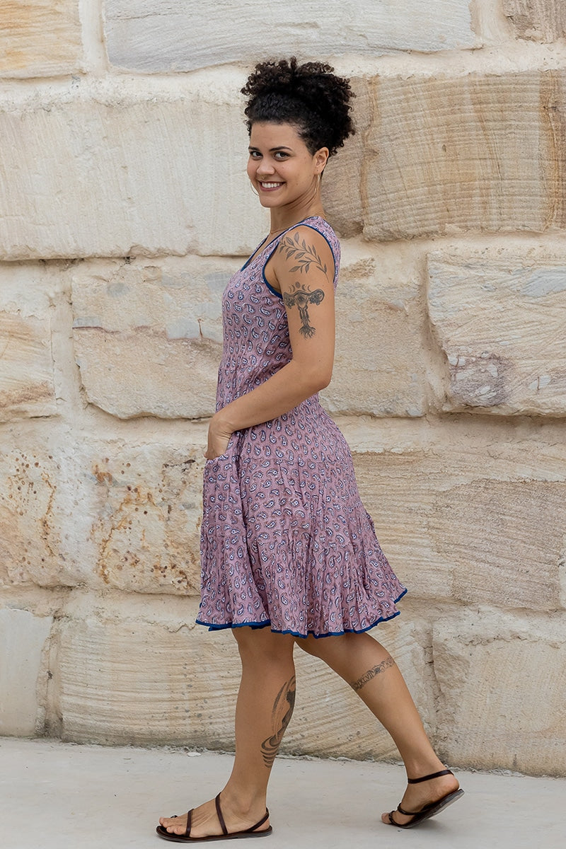 Flamenco Dress Knee Length - Dusty Pink
