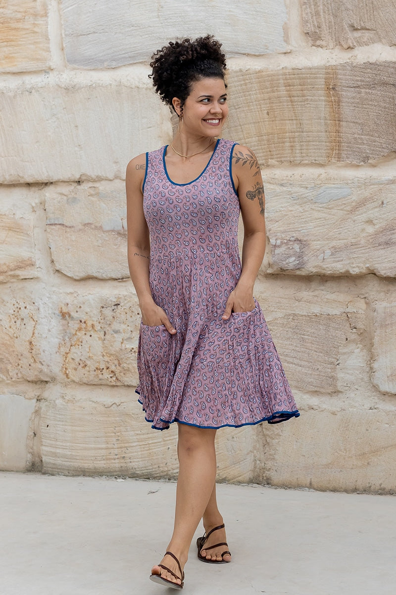 Flamenco Dress Knee Length - Dusty Pink
