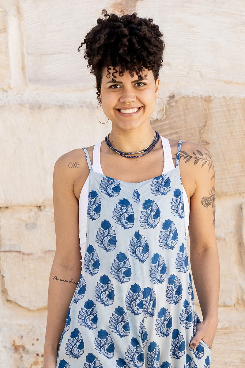 Lucy Overalls - Indigo Botanical