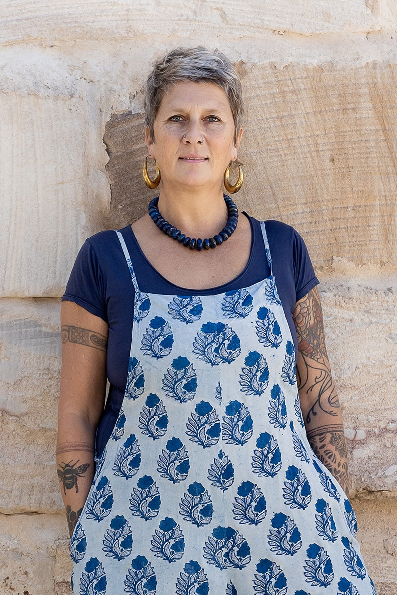 Lucy Overalls - Indigo Botanical