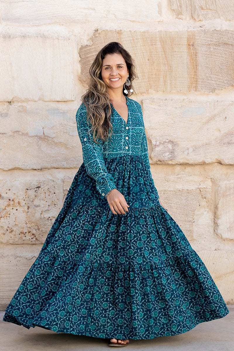 Jhali Dress - Lapis Peony