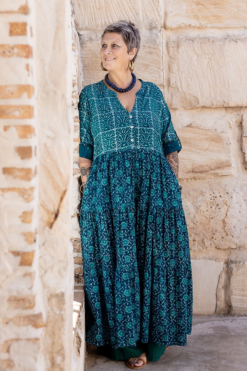 Jhali Dress - Lapis Peony