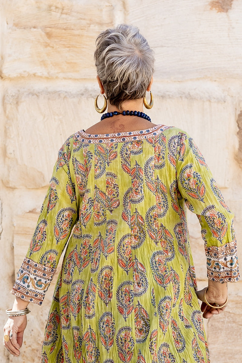 Mevlana Dress with Sleeves - Keylime
