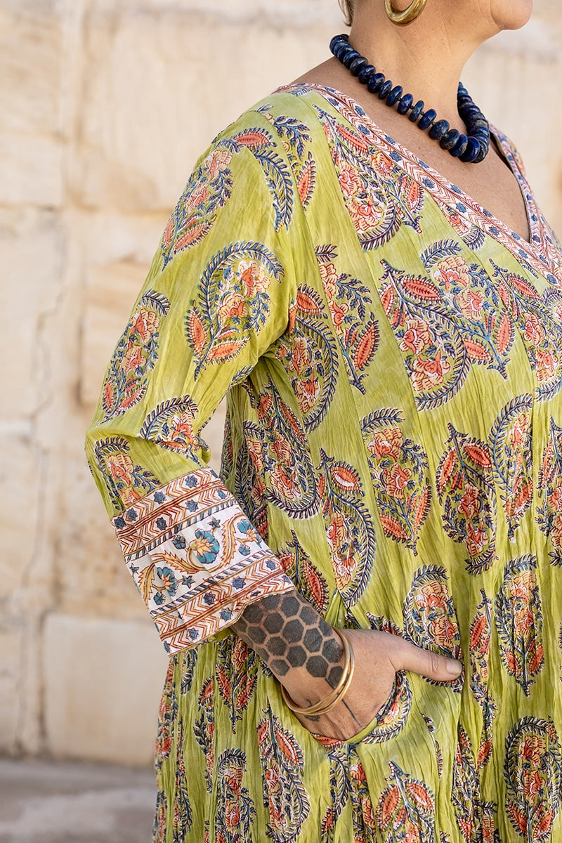 Mevlana Dress with Sleeves - Keylime