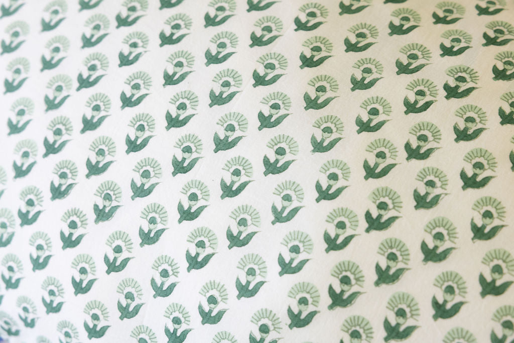 Home Living, Pillow Slips, 48cmx78cm, 100% cotton, hand block print. In soft green on white - Sage