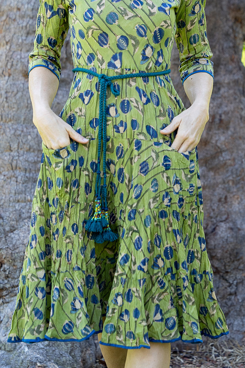 Woven and beaded belt - Teal