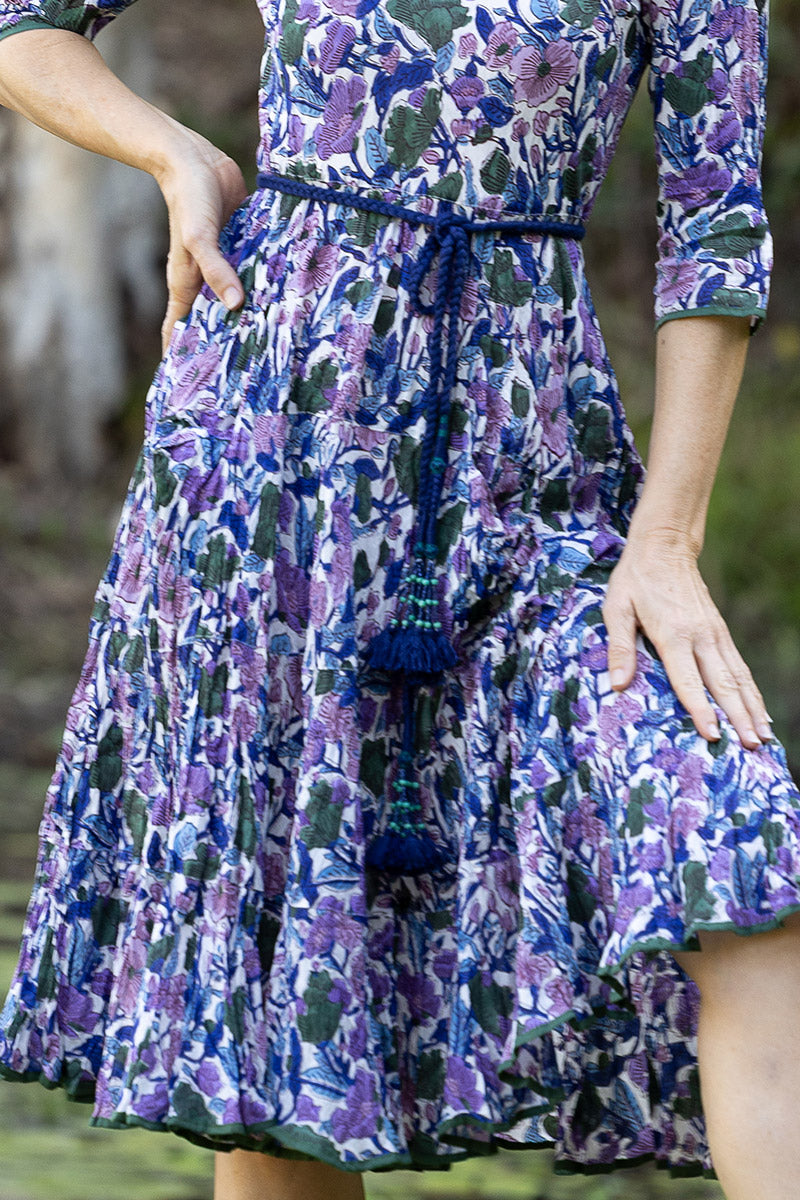 Woven and beaded belt - Indigo