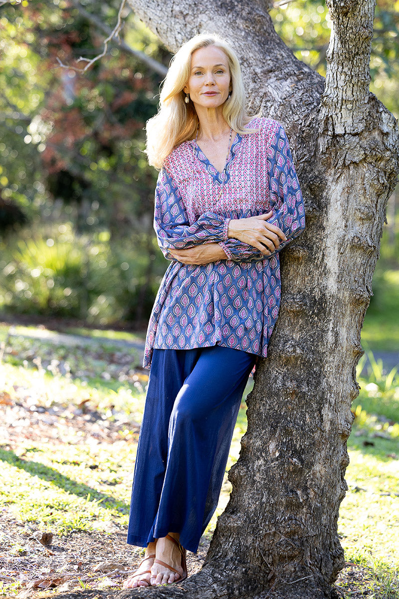 Sheer Layer Pants - Navy