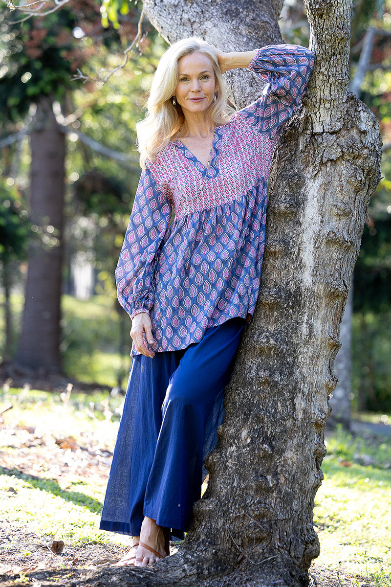 Sheer Layer Pants - Navy