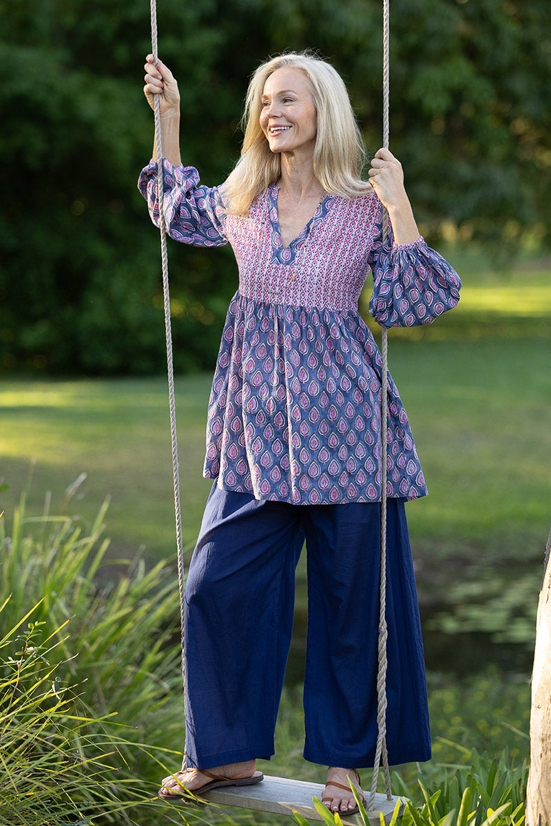 Sheer Layer Pants - Navy