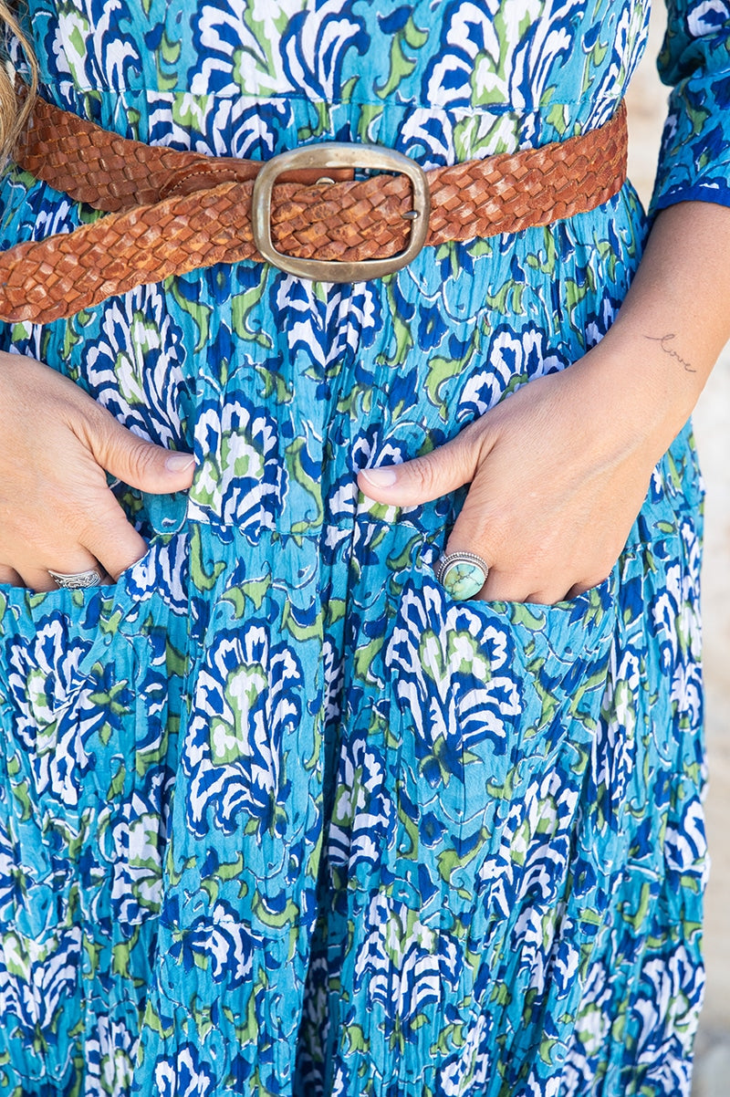 Flamenco Dress with Sleeves - Blue Lagoon
