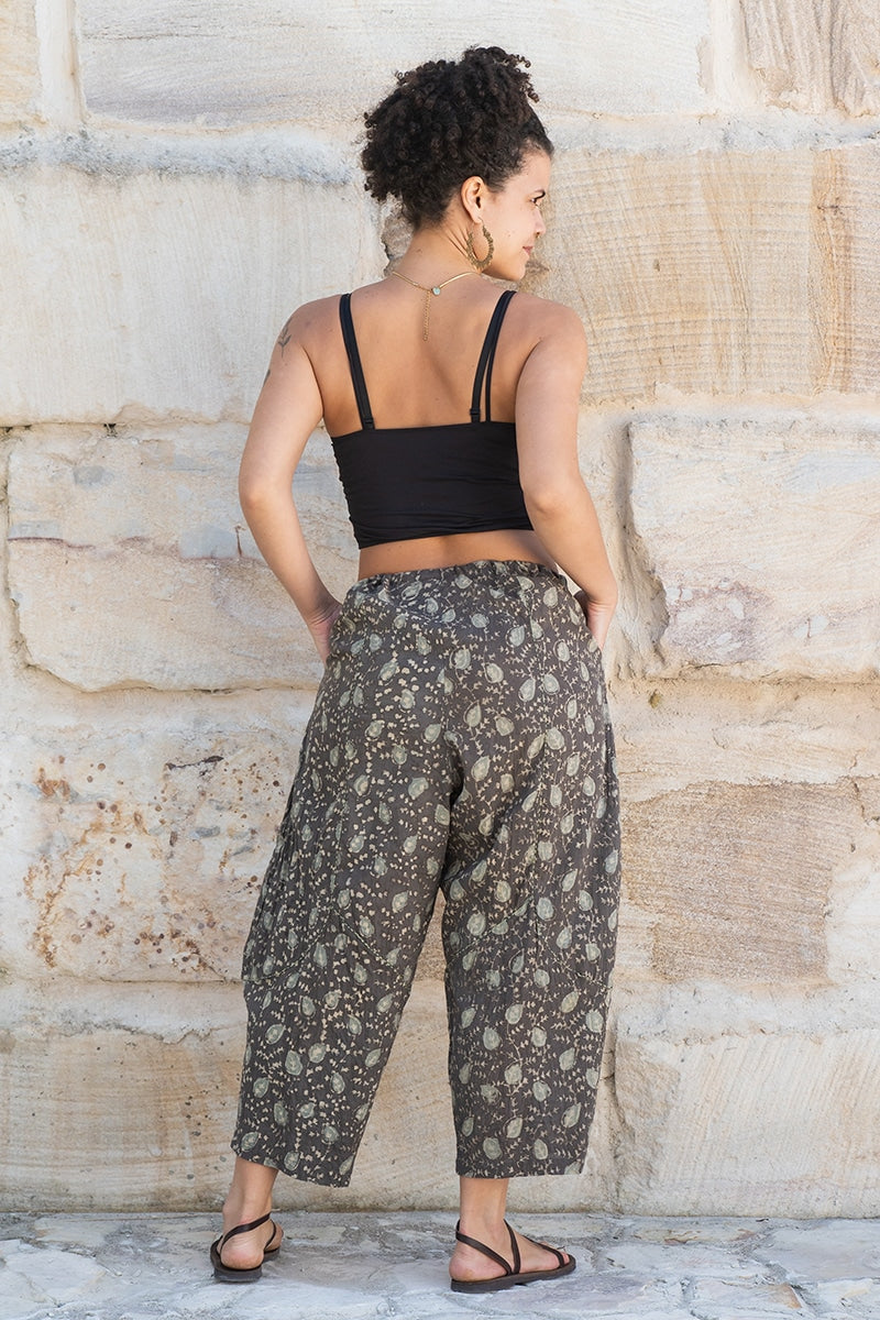 Womens, Sol Pant, 100% cotton, hand block print, hand stitched, in natural Kassis Raga