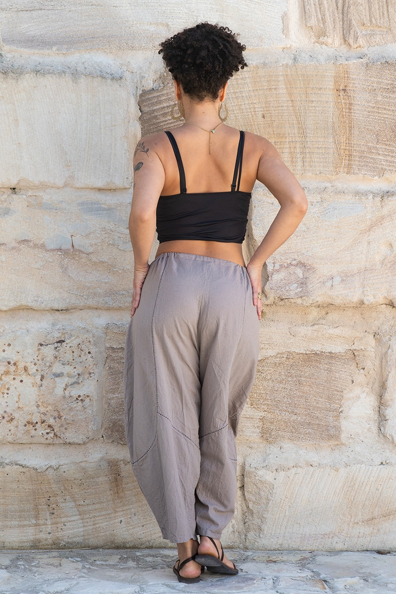 Womens, Sol Pant, 100% cotton, hand stitched, in Stone
