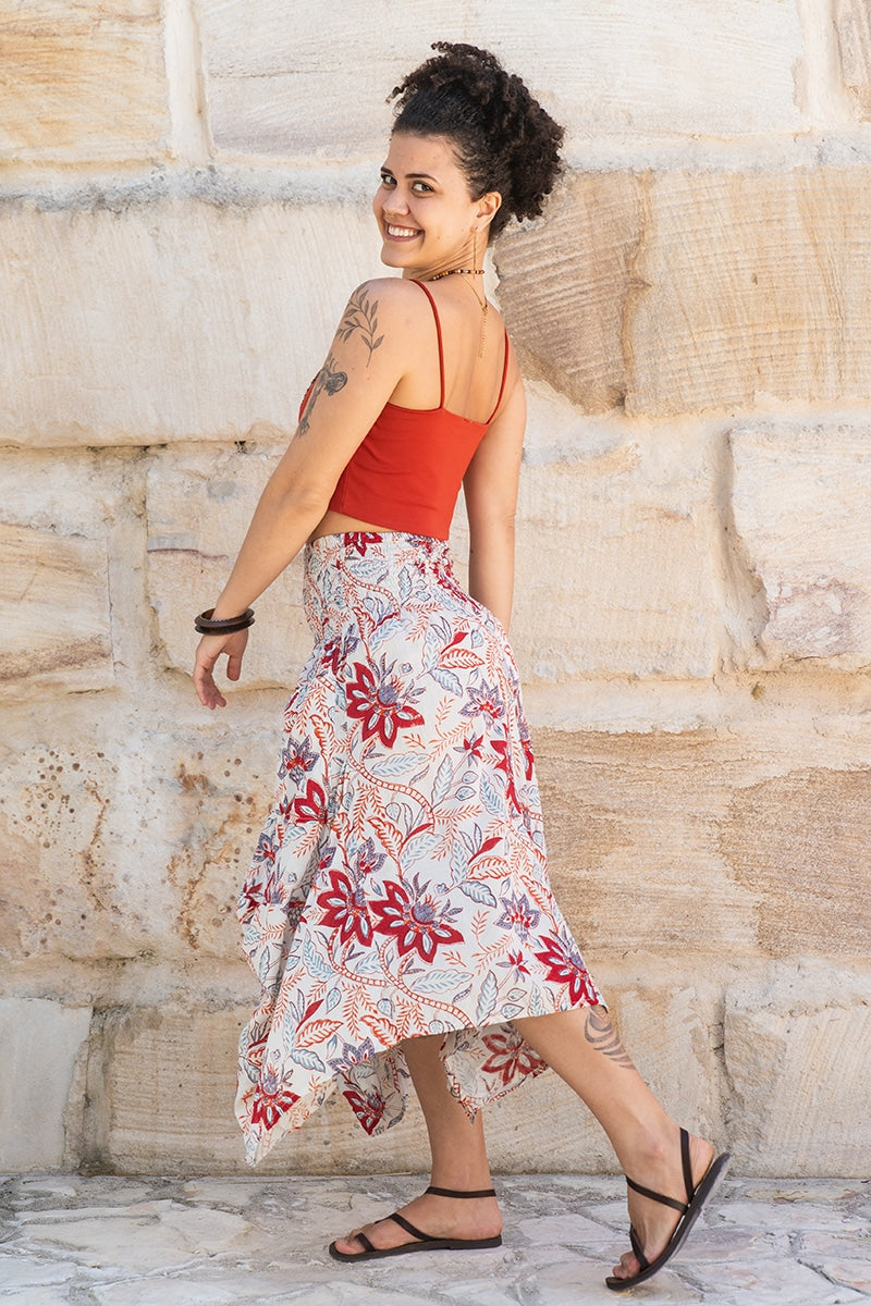Womens, Coco Skirt, 100% cotton, hand block print. In floral print - Roshan