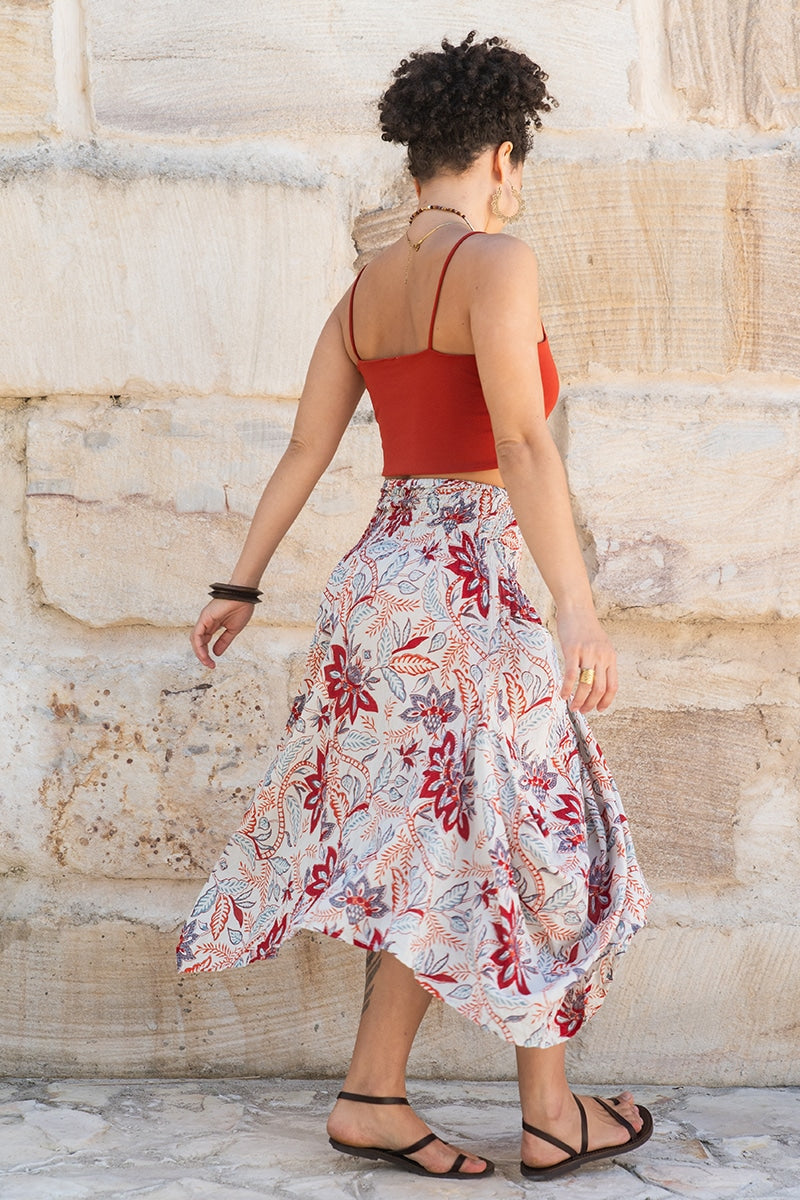 Womens, Coco Skirt, 100% cotton, hand block print. In floral print - Roshan