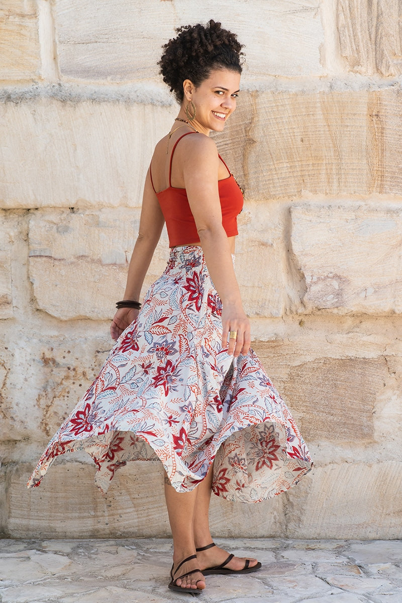 Womens, Coco Skirt, 100% cotton, hand block print. In floral print - Roshan