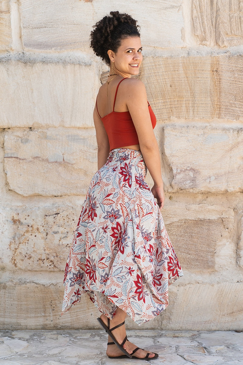 Womens, Coco Skirt, 100% cotton, hand block print. In floral print - Roshan