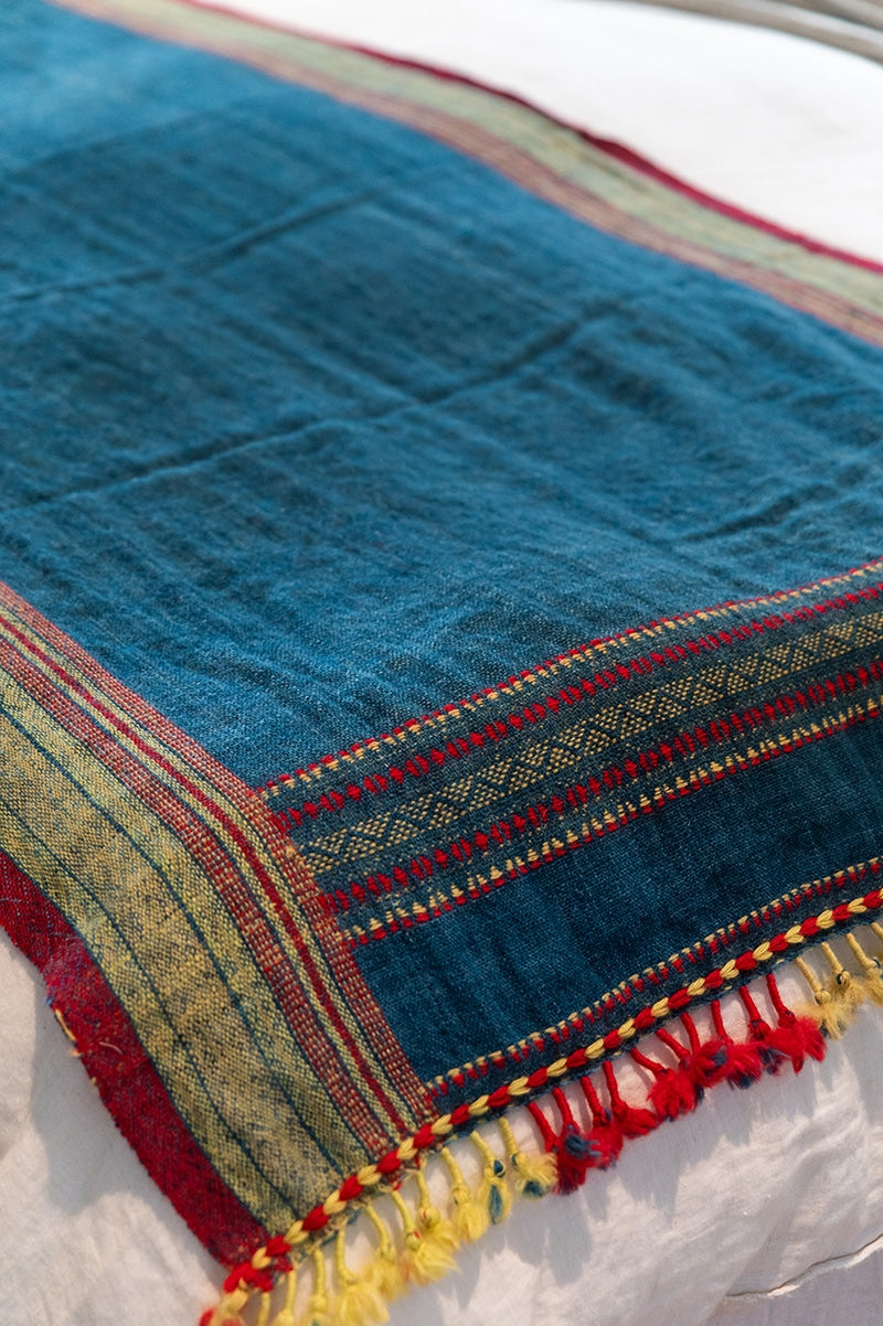 Raw Wool Throw, 100% pure wool, hand loomed. Use as a throw, shawl, mediation wrap or bed blanket. Cobalt Blue