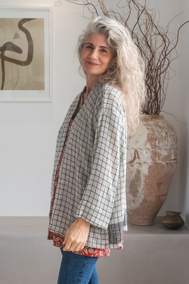 Womens soft and comfortable, Ethereal Cardigan, in acrylic/viscose. Pepper & Salt