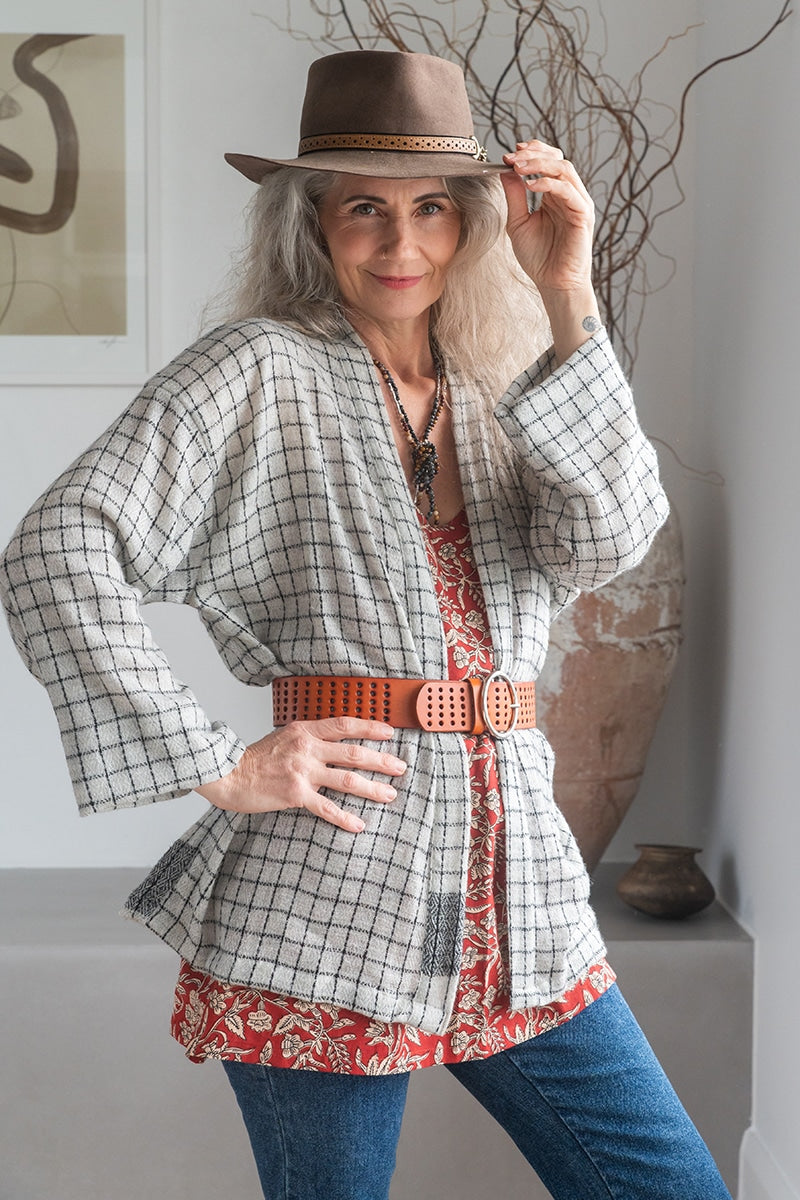 Womens soft and comfortable, Ethereal Cardigan, in acrylic/viscose. Pepper & Salt