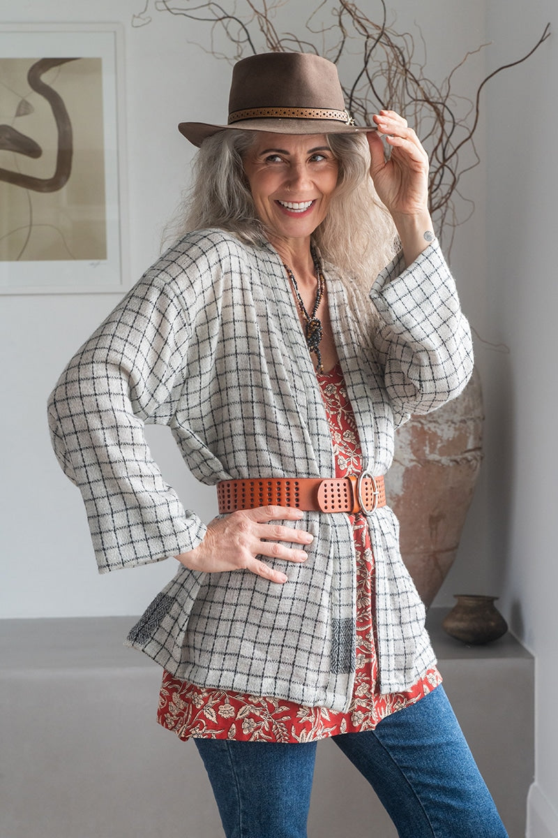 Womens soft and comfortable, Ethereal Cardigan, in acrylic/viscose. Pepper & Salt