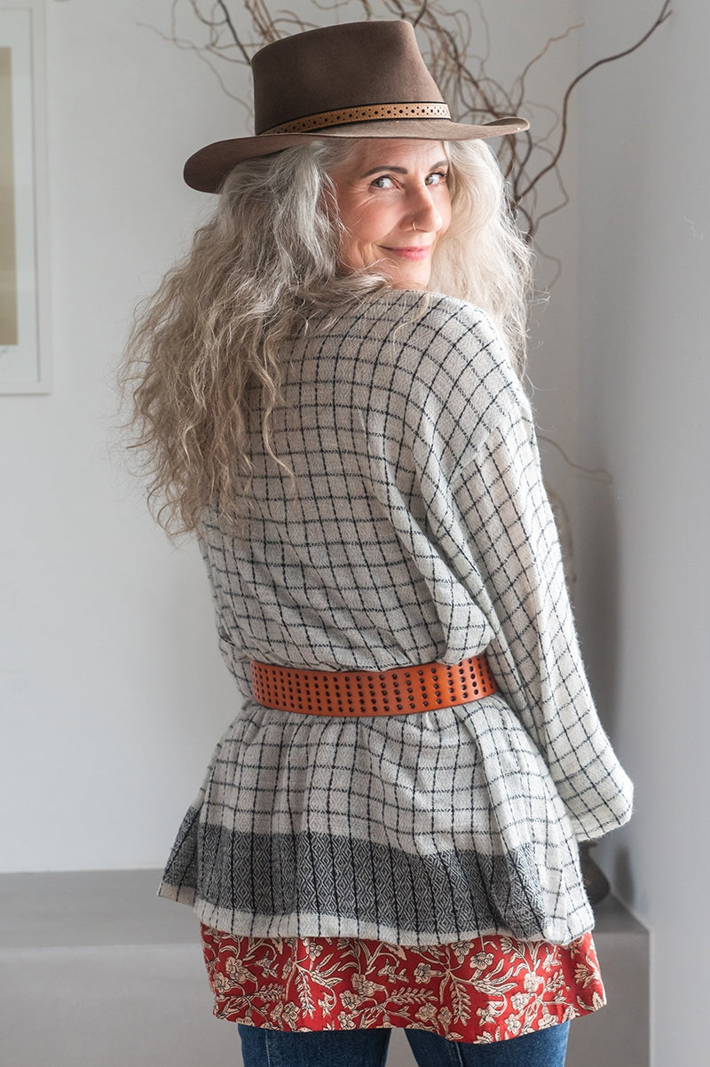 Womens soft and comfortable, Ethereal Cardigan, in acrylic/viscose. Pepper & Salt