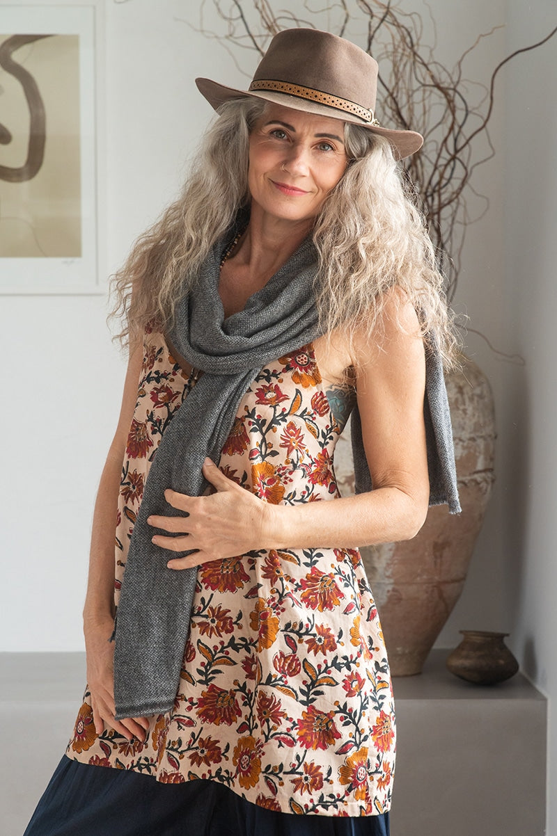 Womens soft and comfortable, Ethereal Scarf, in acrylic/viscose. Charcoal