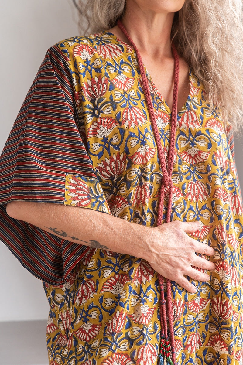 Womens, Satori Dress, Maxi, 100% Cotton, hand block print, in vibrant red Pimento