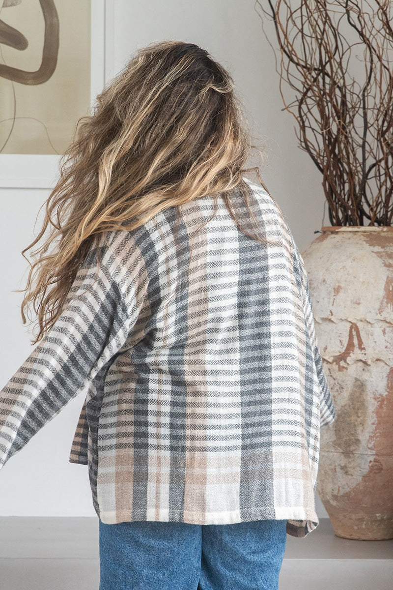 Womens soft and comfortable, Ethereal Cardigan, in acrylic/viscose. Multi Check