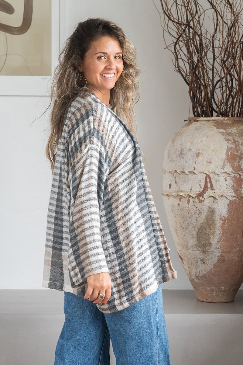 Womens soft and comfortable, Ethereal Cardigan, in acrylic/viscose. Multi Check